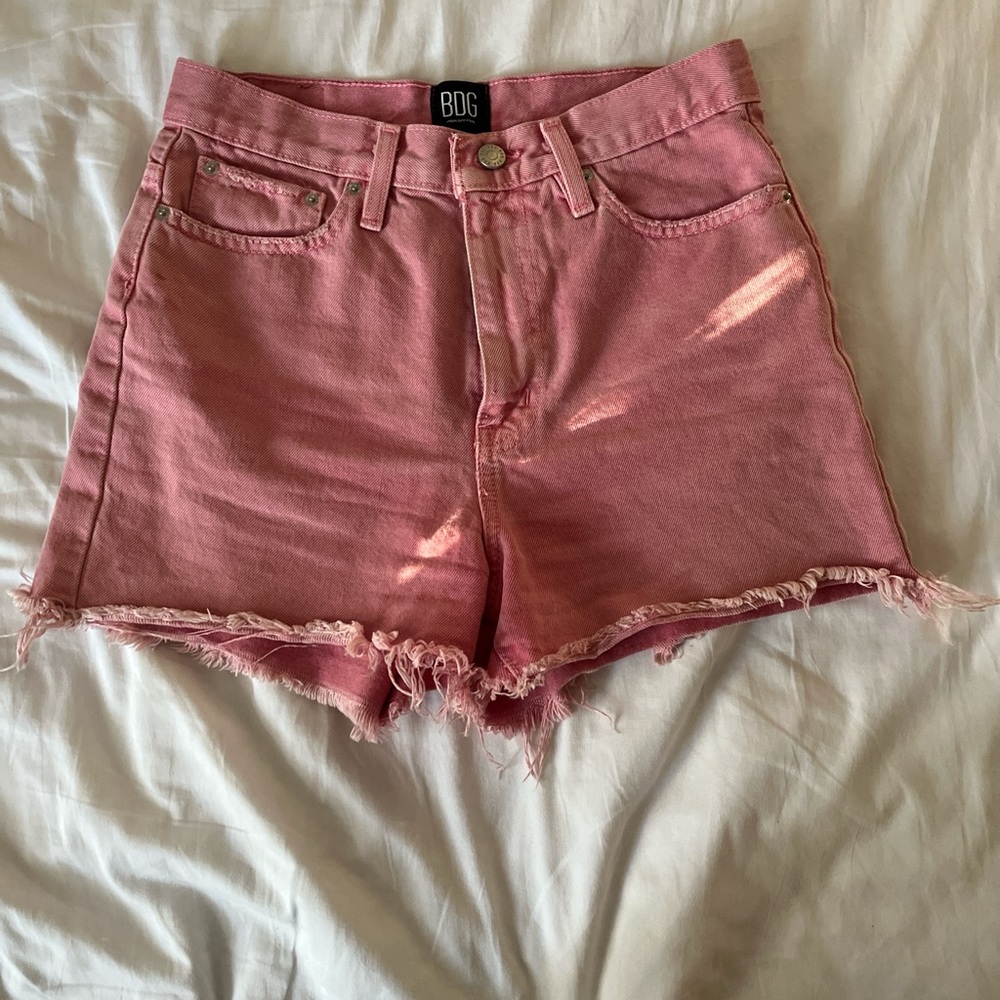 BDG Women's Pink Frayed Jean Shorts